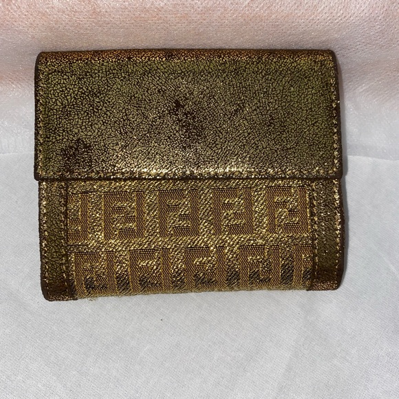 FENDI Zucchino Small Compact Metallic Jacquard Wallet - Picture 12 of 16